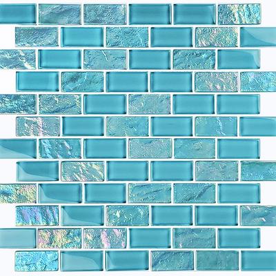 Twilight Turquoise 1x2 Glass Mosaic 12"x12" Pool Tile