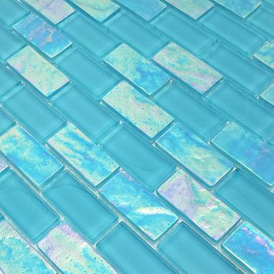 Twilight Turquoise 1x2 Glass Mosaic 12"x12" Pool Tile - Hover