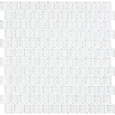 Signature Bright White 1x1 Glass Mosaic 12"x12" Pool Tile