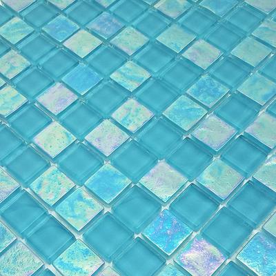 Twilight Turquoise 1x1 Glass Mosaic 12"x12" Pool Tile - Hover