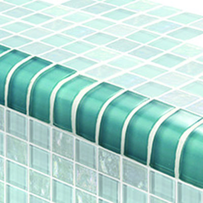 Twilight Trim Turquoise 1x2 Glass Bullnose Pool Tile (Covering 1 Linear Foot)