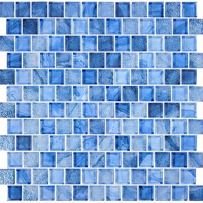 Signature Lapis Blue 1x1 Glass Mosaic 12"x12" Pool Tile