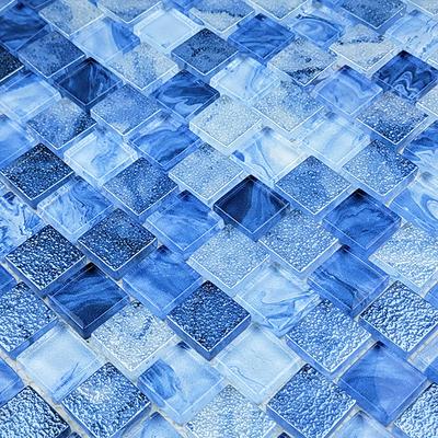 Signature Lapis Blue 1x1 Glass Mosaic 12"x12" Pool Tile - Hover
