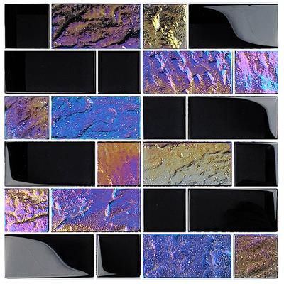 Twilight Black Mixed Glass Mosaic 12"x12" Pool Tile