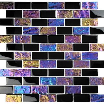 Twilight Black 1x2 Glass Mosaic 12"x12" Pool Tile