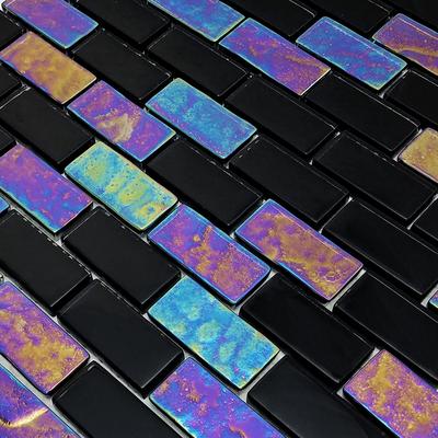 Twilight Black 1x2 Glass Mosaic 12"x12" Pool Tile - Hover