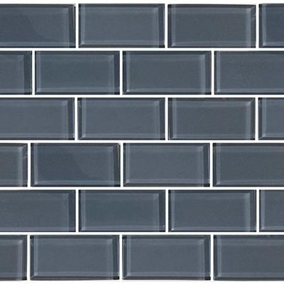 Subway Blue Gray 2x4 Glass Mosaic 12"x12" Pool Tile
