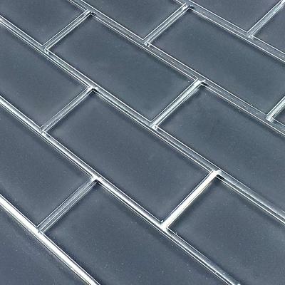 Subway Blue Gray 2x4 Glass Mosaic 12"x12" Pool Tile - Hover