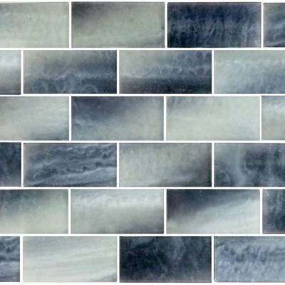 Subway Frosted Night 2x4 Glass Mosaic 12"x12" Pool Tile