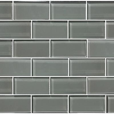 Subway Gray 2x4 Glass Mosaic 12"x12" Pool Tile