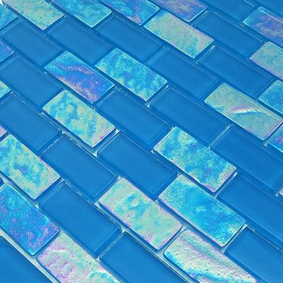 Twilight Azure 1x2 Glass Mosaic 12"x12" Pool Tile - Hover