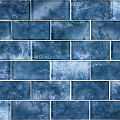 Subway Gunmetal Blue 2x4 Glass Mosaic 12"x12" Pool Tile