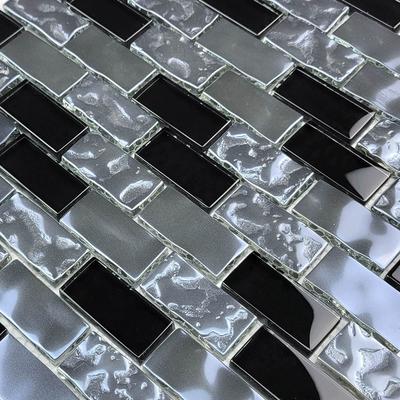 Titanium Black Blend 1x2 Glass Mosaic 12"x12" Pool Tile - Hover