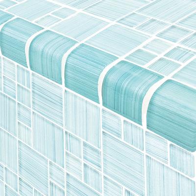 Watercolors Trim Seafoam Blend 2x2 Glass Bullnose Pool Tile (Covering 1 Linear Foot)