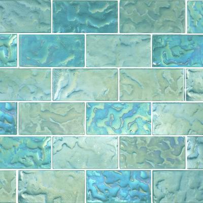 Subway Jade 2x4 Glass Mosaic 12"x12" Pool Tile