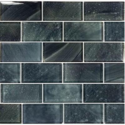 Subway Stratus Gray 2x4 Glass Mosaic 12"x12" Pool Tile