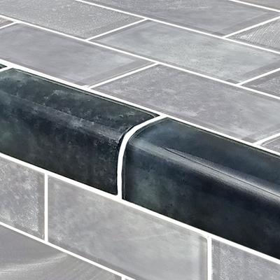 Subway Trim Stratus Gray Glass Bullnose Pool Tile (Covering 1 Linear Foot)