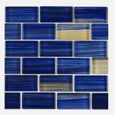 Aquabella Monet Water Lilies 1x2 Glass Mosaic 12"x12" Pool Tile (MS-1281)