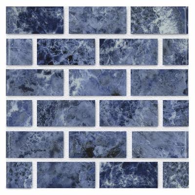 Aquabella Gemstones Lapis 1x2 Porcelain Mosaic 12"x12" Pool Tile
