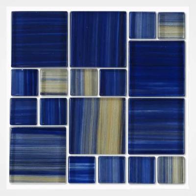 Aquabella Monet Water Lilies Block Random Glass Mosaic 12"x12" Pool Tile (MS-881)