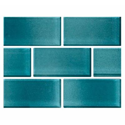 Aquabella Riviera Aqua Levanto 2x4 Glass Mosaic 12"x12" Pool Tile (RV-2433)