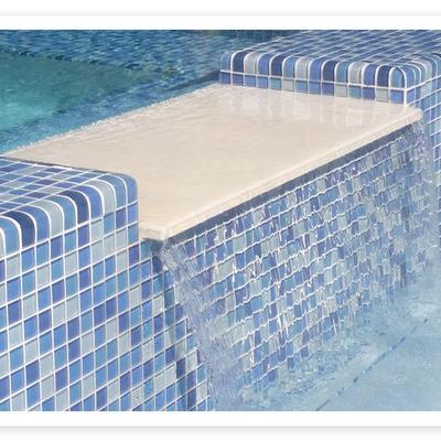 Crystal Trim Turquoise Cobalt Blue Blend Glass Bullnose Pool Tile (Covering 1 Linear Foot) - Hover