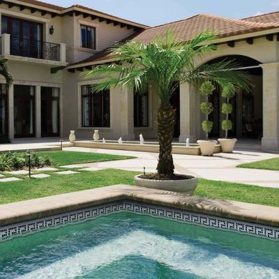 Greek Key Blue White 5/8x5/8 Glass Mosaic 12"x12" Pool Tile - Hover