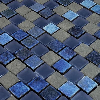 Lunar Dark Blue Blend 1x1 Glass Mosaic 12"x12" Pool Tile - Hover