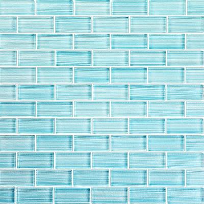 Watercolors Seafoam Blend 1x2 Glass Mosaic 12"x12" Pool Tile