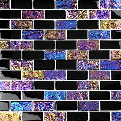 Twilight Black 1x2 Glass Mosaic 12"x12" Pool Tile