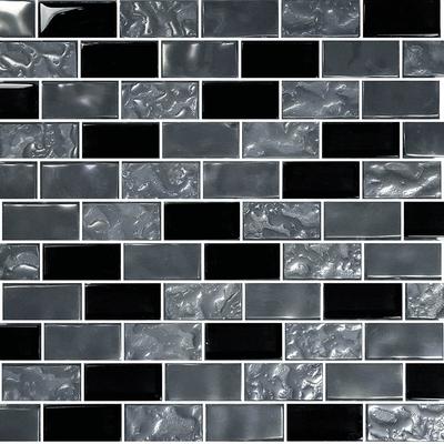 Titanium Black Blend 1x2 Glass Mosaic 12"x12" Pool Tile