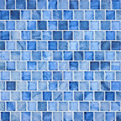 Signature Lapis Blue 1x1 Glass Mosaic 12"x12" Pool Tile