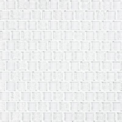 Signature Bright White 1x1 Glass Mosaic 12"x12" Pool Tile