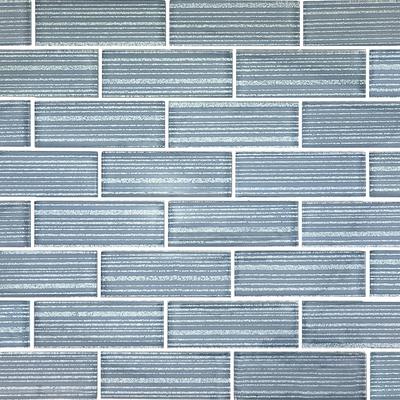 Pinnacle Metallic Gray 1.5x4 Glass Mosaic 12"x12" Pool Tile