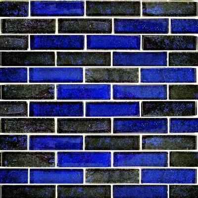 Nightfall Cobalt Black 1x3 Glass Mosaic 12"x12" Pool Tile