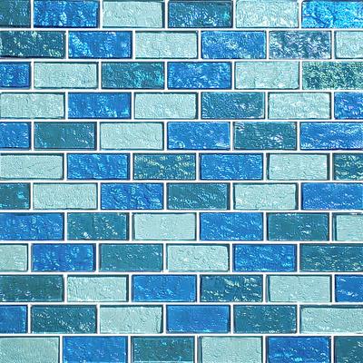 Galaxy Blue Blend 1x2 Glass Mosaic 12"x12" Pool Tile