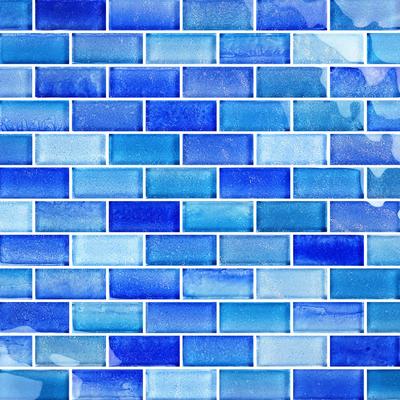 Crystal Waters Surf 1x2 Glass Mosaic 12"x12" Pool Tile