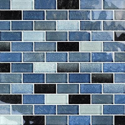 Crystal Waters Lagoon 1x2 Glass Mosaic 12"x12" Pool Tile