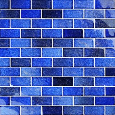 Crystal Waters Deep Sea 1x2 Glass Mosaic 12"x12" Pool Tile