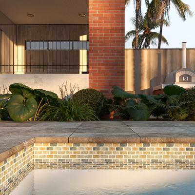 Aquabella Italian Slate Naples 1x2 Porcelain Mosaic 12"x12" Pool Tile (IS-1237) - Hover