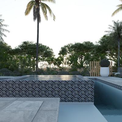 Aquabella Aurora Borealis Magic 1x2 Glass Mosaic 12"x12" Pool Tile (AB-1213) - Hover