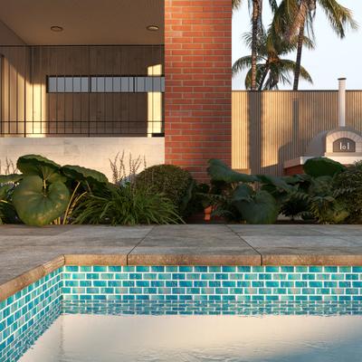 Aquabella Aurora Borealis Marvel 1x2 Glass Mosaic 12"x12" Pool Tile (AB-1211) - Hover