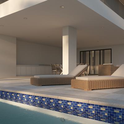 Aquabella Monet Water Lilies 1x2 Glass Mosaic 12"x12" Pool Tile (MS-1281) - Hover