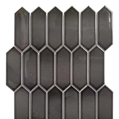 CC Mosaics+ Bright Black Picket 12x12 Mosaic