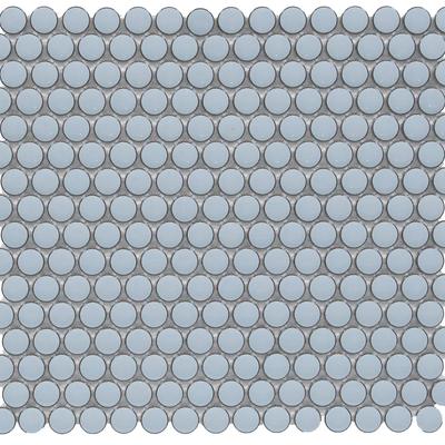 CC Mosaics+ Bright Sky Blue Penny Round 12x12 Mosaic