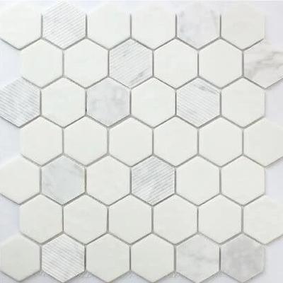 Rockart Blue Mix Carrara Fan 12x12 Mosaic