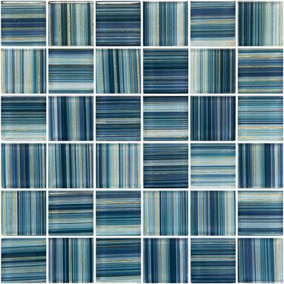 Renaissance Indigo Gold 2x2 Glass Mosaic 12"x12" Pool Tile