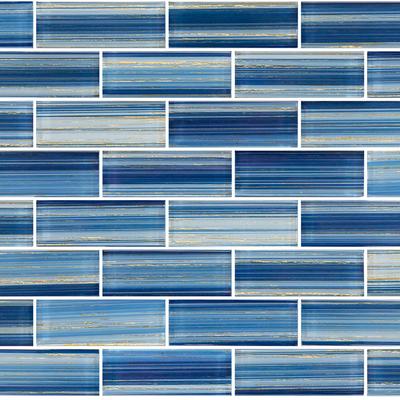 Renaissance Royal Gold 1.5x4 Glass Mosaic 12"x12" Pool Tile