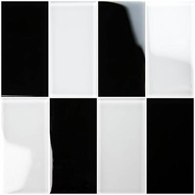 Hampton Jet Black 3x6 Glass Mosaic 12"x12" Pool Tile