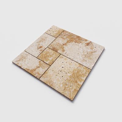 Chocolate Brown (Walnut) Travertine Field Tile French Pattern - Hover